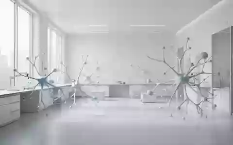 Ein minimalistischer, heller Forschungsraum mit abstrakten Skulpturen, die neuronale Verbindungen symbolisieren. - Foto: über boerse-global.de