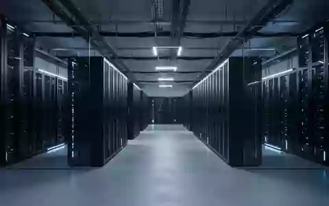 Moderne, minimalistische Server-Infrastruktur in einem klimatisierten Rechenzentrum mit blauer Beleuchtung. - Foto: über boerse-global.de