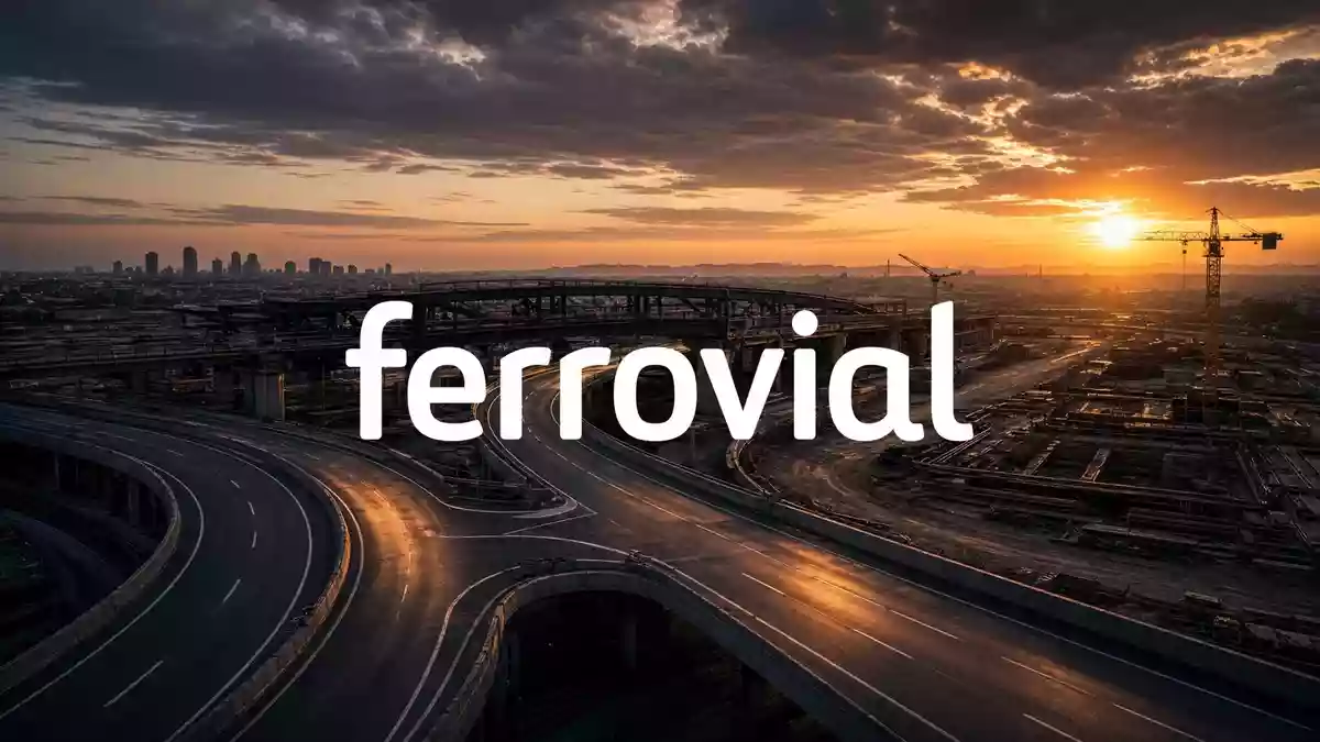 Moderne Autobahnkreuzung bei Sonnenuntergang als Symbol für Infrastruktur und Bauwirtschaft Illustration mit AI erstellt.