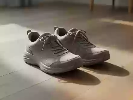 Ein Paar bequeme Laufschuhe steht auf einem hellen Holzboden in einem lichtdurchfluteten Raum. - Foto: über boerse-global.de