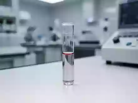 Eine medizinische Laborumgebung mit einem Reagenzglas, das eine Blutserumprobe für eine klinische Analyse enthält. - Foto: über boerse-global.de
