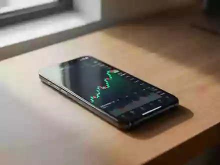 Ein Smartphone auf einem Schreibtisch zeigt einen Kryptowährungs-Chart mit einem grünen Kursverlauf. - Foto: über boerse-global.de