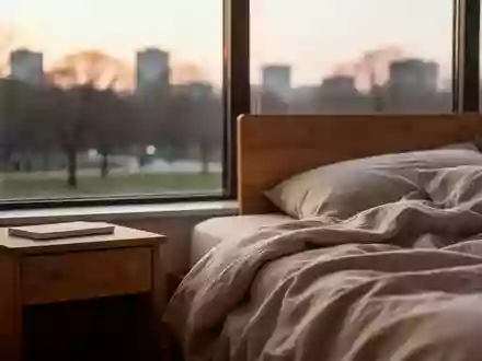 Ein minimalistisches Schlafzimmer bei Morgendämmerung symbolisiert Ruhe und Schlafphasen. - Foto: über boerse-global.de