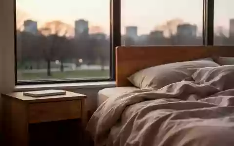 Ein minimalistisches Schlafzimmer bei Morgendämmerung symbolisiert Ruhe und Schlafphasen. - Foto: über boerse-global.de