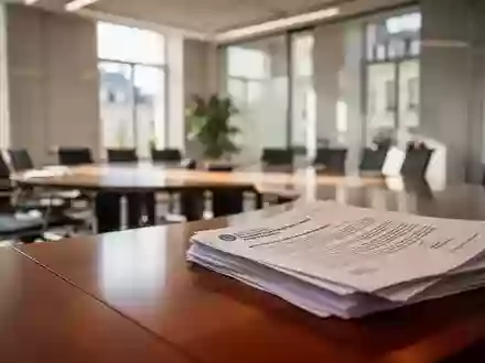 Ein moderner Konferenzraum mit offiziellen Unterlagen auf einem Holztisch bei natürlichem Tageslicht. - Foto: über boerse-global.de