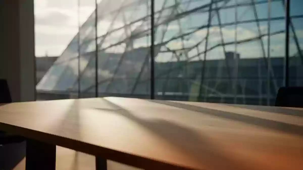 Minimalistischer Arbeitsplatz mit natürlichem Licht und architektonischem Hintergrund. Illustration mit AI erstellt.