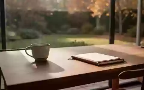 Ein minimalistischer, aufgeräumter Arbeitsplatz mit einer Kaffeetasse und einem geschlossenen Notizbuch in natürlichem Tageslicht. - Foto: über boerse-global.de