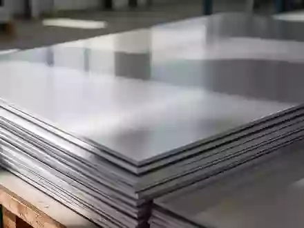 Nahaufnahme von gebürsteten, recycelten Aluminiumplatten in einer minimalistischen Werkstatt. - Foto: über boerse-global.de