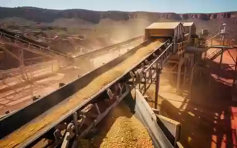 Industrielle Förderanlage in einer Goldmine bei Betrieb während des Tageslichts. - Foto: über boerse-global.de