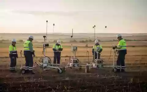 Ein professionelles Team führt seismische Messungen in einem weitläufigen Feld durch, um geologische Daten zu erfassen. - Foto: über boerse-global.de