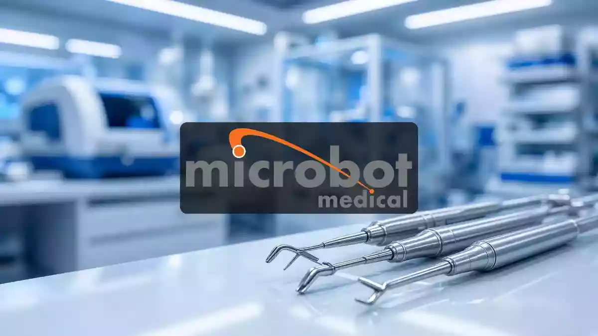 Abstrakte Darstellung moderner medizinischer Robotik in einer sterilen klinischen Umgebung. Illustration mit AI erstellt.