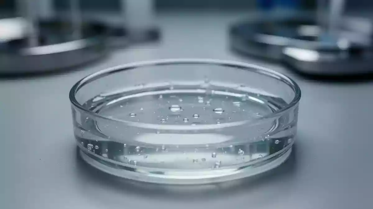Nahaufnahme einer sterilen Petrischale in einem klinischen Labor, die den Fokus auf biologische Forschungsarbeit legt. Illustration mit AI erstellt.