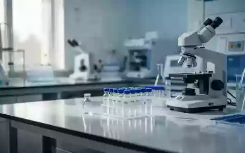 Ein steriler Laborarbeitsplatz mit medizinischen Analysegeräten und Glasphiolen in einem hellen, professionellen Umfeld. - Foto: über boerse-global.de