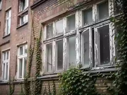 Fassade eines sanierungsbedürftigen Wohnhauses mit abblätternder Farbe und bewachsenen Fenstern in einer deutschen Stadt. - Foto: über boerse-global.de