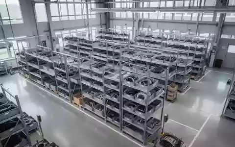 Eine moderne, aufgeräumte Produktionshalle in einem Automobilwerk mit Regalsystemen für Bauteile und natürlichem Lichteinfall. - Foto: über boerse-global.de