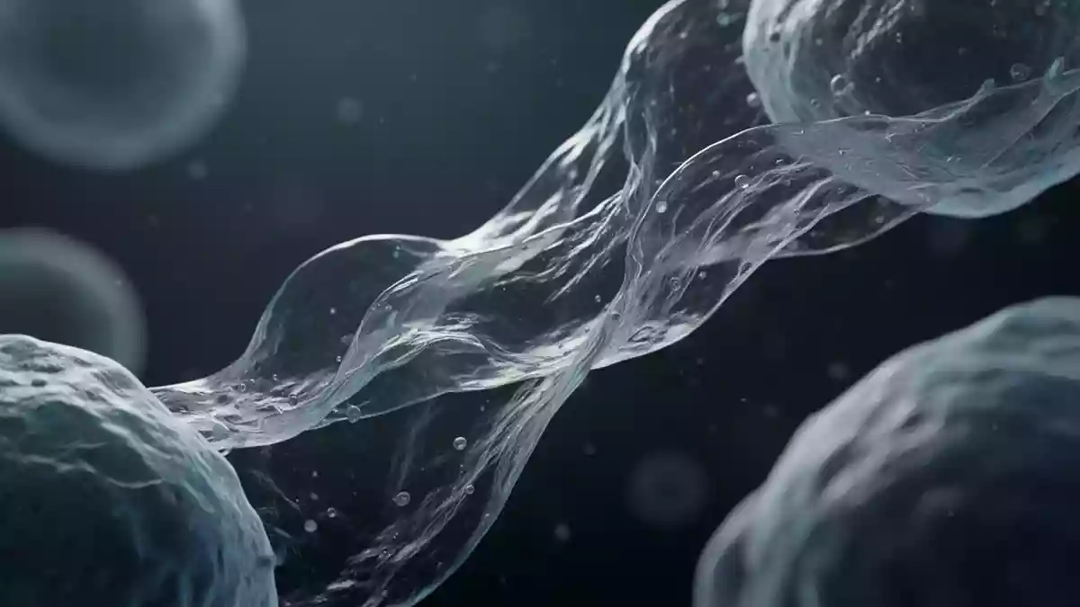 Mikroskopische Aufnahme zellulärer Strukturen und biologischer Membranen in einer Laborumgebung. Illustration mit AI erstellt.