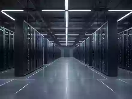 Moderne, weitläufige Rechenzentrumshalle mit dunklen Server-Racks in einer sterilen, industriellen Umgebung. - Foto: über boerse-global.de