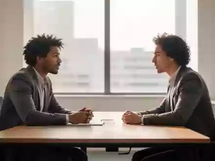Zwei Mitarbeitende in einem modernen Büro führen ein professionelles Gespräch an einem Schreibtisch. - Foto: über boerse-global.de