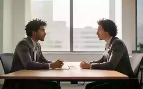 Zwei Mitarbeitende in einem modernen Büro führen ein professionelles Gespräch an einem Schreibtisch. - Foto: über boerse-global.de