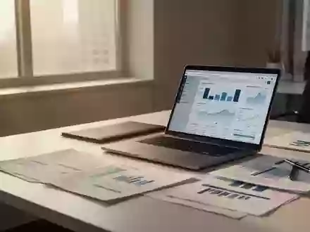 Ein professioneller Schreibtisch mit einem Laptop und Finanzunterlagen in einem hellen Büro. - Foto: über boerse-global.de