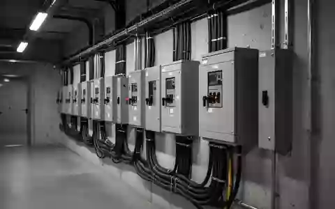 Ein technischer Raum mit grauen Stromverteilerschränken und Leitungen an einer Betonwand. - Foto: über boerse-global.de