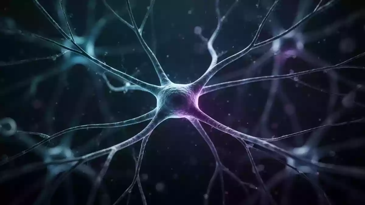 Abstrakte Darstellung neuronaler Netzwerke und synaptischer Verbindungen in einem wissenschaftlichen Kontext. Illustration mit AI erstellt.