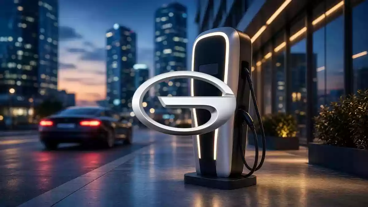 Moderne Ladeinfrastruktur für Elektrofahrzeuge bei Nacht, symbolisierend die Energiewende im Automobilsektor. Illustration mit AI erstellt.