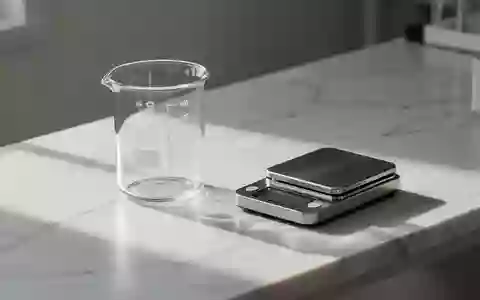 Ein leeres Laborarbeitsplatz-Setup mit einem Glasbecher und einer Waage auf einer weißen Oberfläche. - Foto: über boerse-global.de