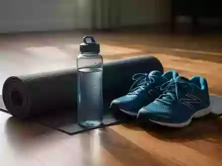 Symbolbild: Yogamatte, Trinkflasche und Laufschuhe - Foto: über boerse-global.de