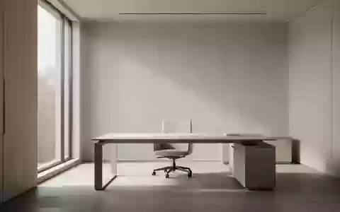 Minimalistisches, modernes Bürointerieur mit weichem Tageslicht und klaren architektonischen Linien. - Foto: über boerse-global.de