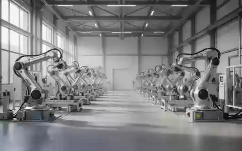 Eine moderne, helle Industriehalle mit präzisen Roboterarmen und Fertigungsanlagen in einer deutschen Fabrik. - Foto: über boerse-global.de