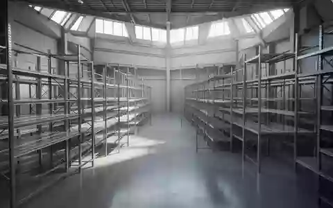 Ein minimalistisches, menschenleeres Logistiklager mit hohen Stahlregalen und natürlichem Lichteinfall. - Foto: über boerse-global.de