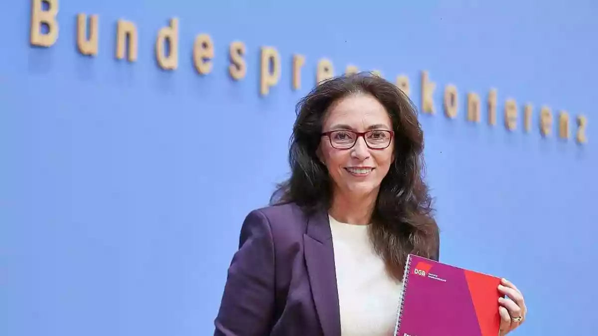 Yasmin Fahimi bei der Vorstellung der Empfehlungen der DGB-Rentenkommission am 28.10.2026 - Bild: via dts Nachrichtenagentur