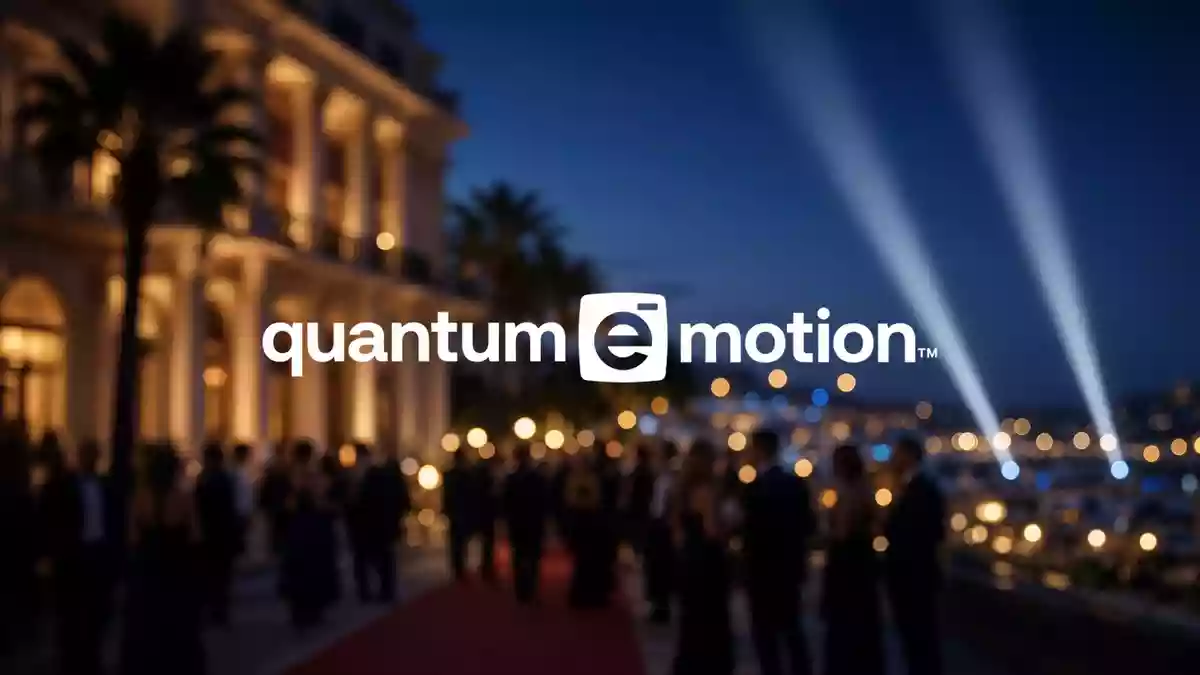 Abstrakte Darstellung einer glamourösen Filmfestival-Atmosphäre in Cannes bei Dämmerung mit atmosphärischer Beleuchtung. Illustration mit AI erstellt.