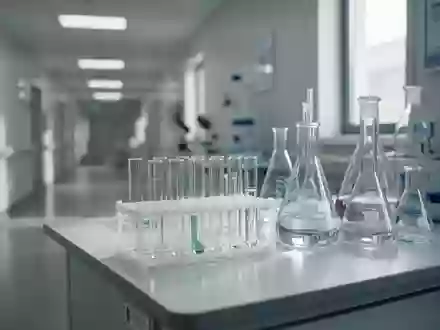 Sauberes, modernes medizinisches Labor mit wissenschaftlichen Glasgeräten auf einem Labortisch. - Foto: über boerse-global.de