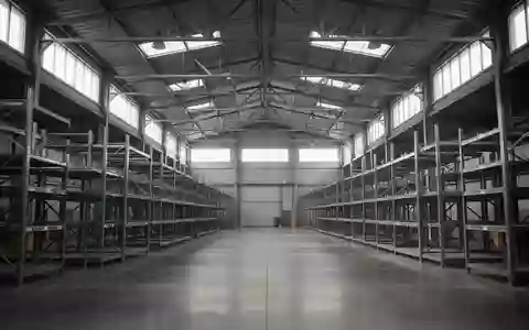 Leere, industriell genutzte Lagerhalle mit hohen Regalen und Betonboden in einer sachlichen Architekturaufnahme. - Foto: über boerse-global.de