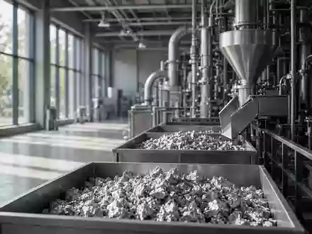 Moderne industrielle Anlage zur Lithiumverarbeitung mit metallischen Behältern und technischer Ausrüstung. - Foto: über boerse-global.de