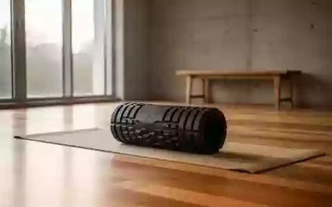Eine saubere, minimalistische Trainingsumgebung mit einer Faszienrolle auf einer Yogamatte in einem lichtdurchfluteten Raum. - Foto: über boerse-global.de