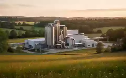 Eine moderne Biomasse-Anlage in einer grünen Landschaft, die die Integration von Energieerzeugung und Natur zeigt. - Foto: über boerse-global.de