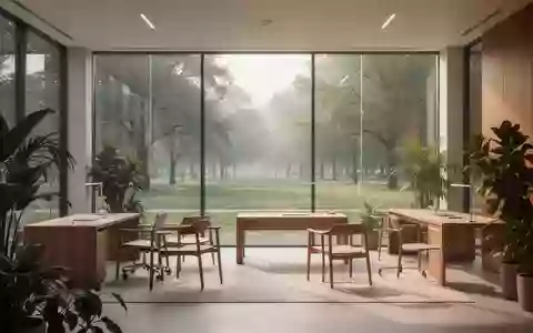 Ein heller, minimalistisch gestalteter Büroraum mit Blick auf einen grünen Park, der Ruhe und Ausgeglichenheit ausstrahlt. - Foto: über boerse-global.de