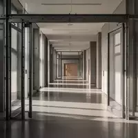 Leerer Flur in einem modernen Universitätsgebäude mit Stahltüren und klaren architektonischen Linien. - Foto: über boerse-global.de