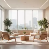 Ein heller, moderner Ruhebereich in einem Büro mit Pflanzen und natürlichem Tageslicht. - Foto: über boerse-global.de