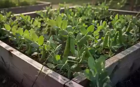 Nahaufnahme von Erbsenpflanzen in einem Garten bei natürlichem Morgenlicht als Sinnbild für Produktivität. - Foto: über boerse-global.de