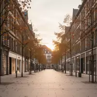 Eine leere, moderne Einkaufsstraße in einer deutschen Großstadt während der Abenddämmerung im Spätherbst. - Foto: über boerse-global.de