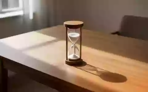 Eine Sanduhr auf einem minimalistischen Holztisch im Sonnenlicht, die den Fokus auf Konzentration und Zeitmanagement legt. - Foto: über boerse-global.de