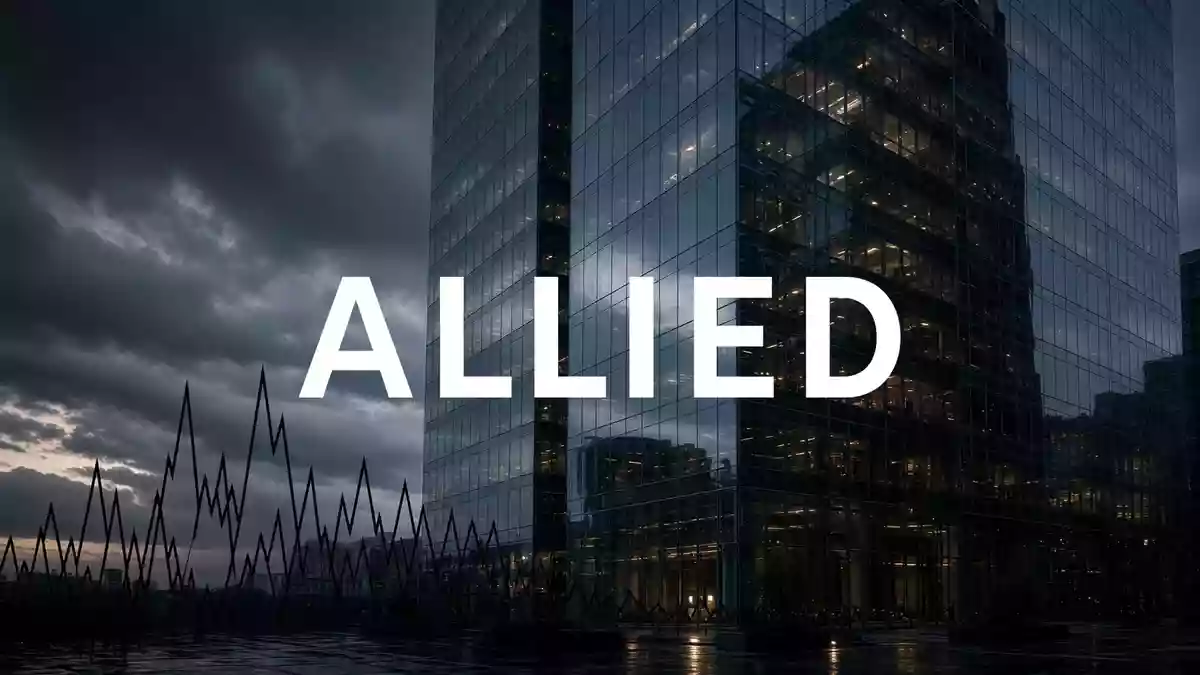Moderne Büroarchitektur vor bewölktem Himmel als Symbol für den Immobilienmarkt. Illustration mit AI erstellt.