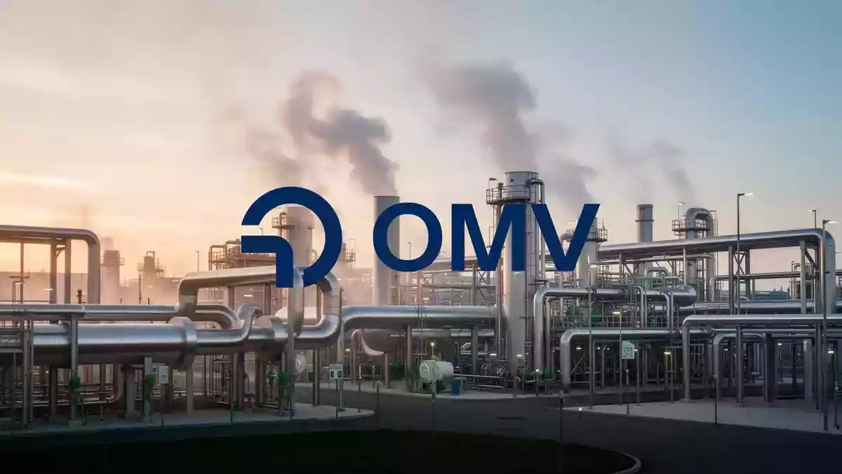 Moderne Industrieanlage zur Wasserstoffproduktion in einer sauberen, technologischen Umgebung bei Sonnenaufgang. Illustration mit AI erstellt.