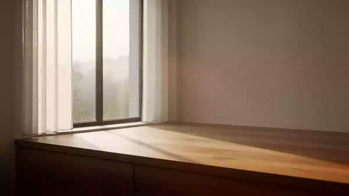 Ein lichtdurchfluteter, ruhiger Raum, der eine Atmosphäre von Erholung und geistiger Gesundheit vermittelt. Illustration mit AI erstellt.