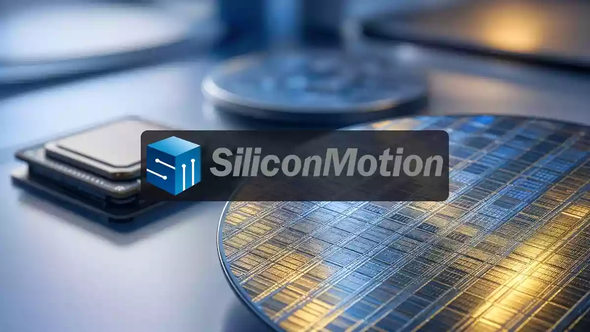 Abstraktes Bild von Halbleiter-Wafern und Mikrochip-Strukturen in einer modernen technologischen Umgebung. Illustration mit AI erstellt.