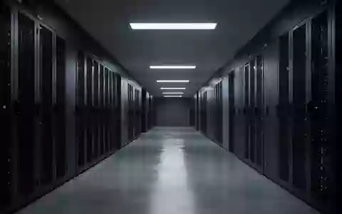 Ein modern beleuchteter, leerer Flur in einem Serverraum mit poliertem Betonboden und minimalistischer Architektur. - Foto: über boerse-global.de